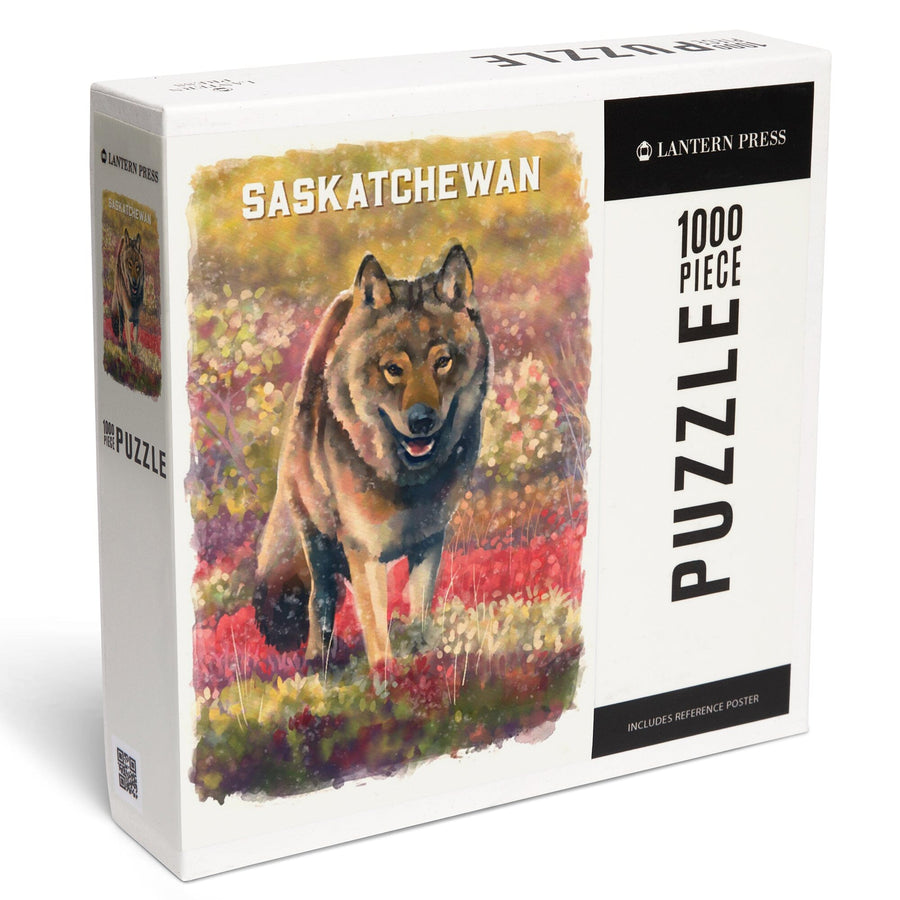 Saskatchewan, Watercolor Study, Gray Wolf, Jigsaw Puzzle Puzzle Lantern Press 