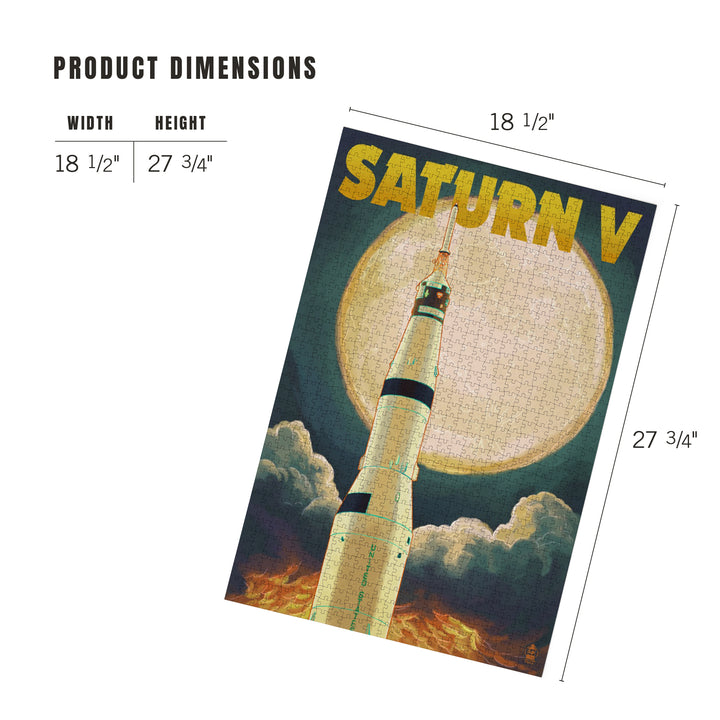 Saturn V and Full Moon, Jigsaw Puzzle Puzzle Lantern Press 