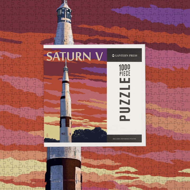 Saturn V and Sunset, Jigsaw Puzzle Puzzle Lantern Press 