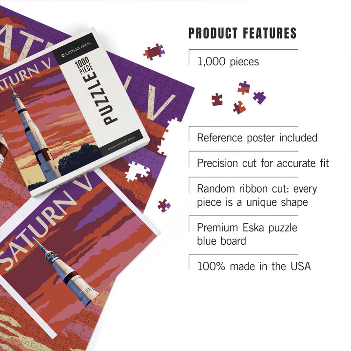 Saturn V and Sunset, Jigsaw Puzzle Puzzle Lantern Press 