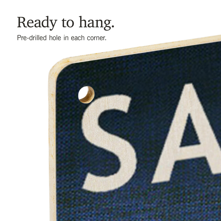 Saugatuck, Michigan, Beach Chair and Ball, Wood Signs and Postcards Wood Lantern Press 