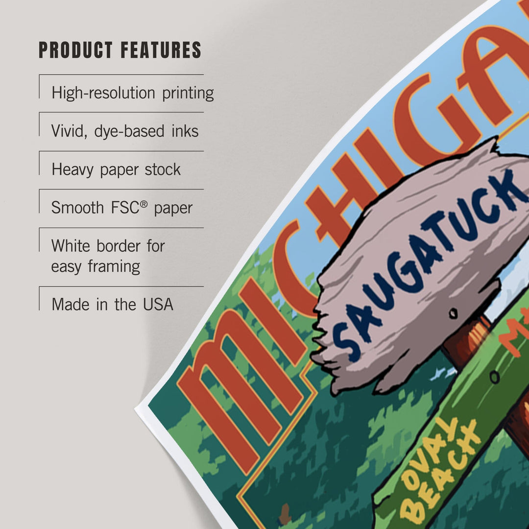 Saugatuck, Michigan, Sign Destinations, Art & Giclee Prints Art Lantern Press 