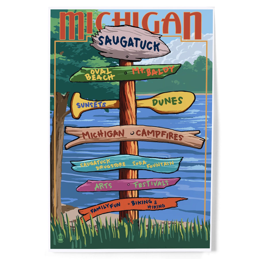 Saugatuck, Michigan, Sign Destinations, Art & Giclee Prints Art Lantern Press 