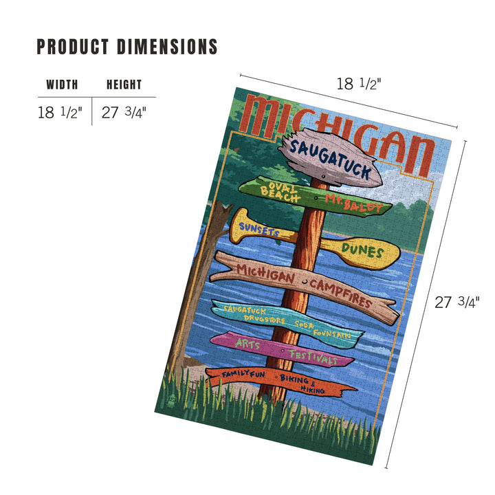 Saugatuck, Michigan, Sign Destinations, Jigsaw Puzzle Puzzle Lantern Press 