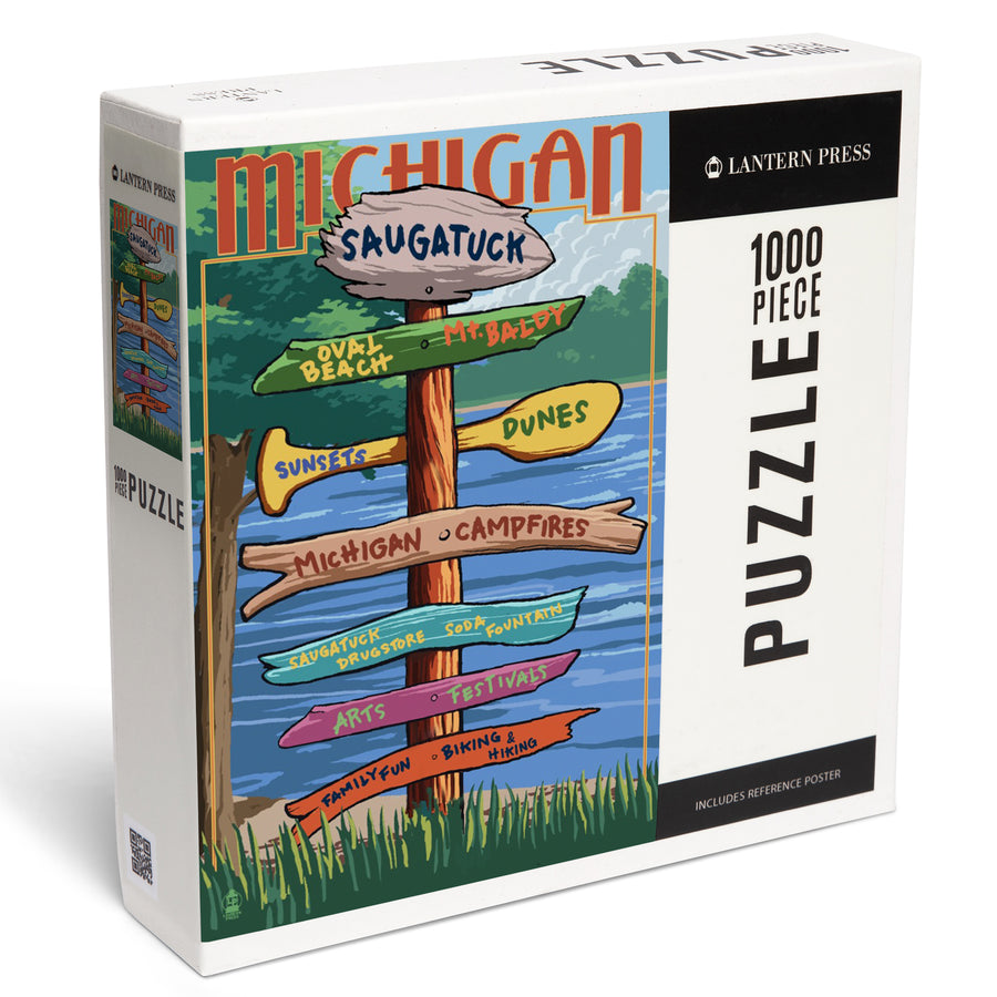 Saugatuck, Michigan, Sign Destinations, Jigsaw Puzzle Puzzle Lantern Press 