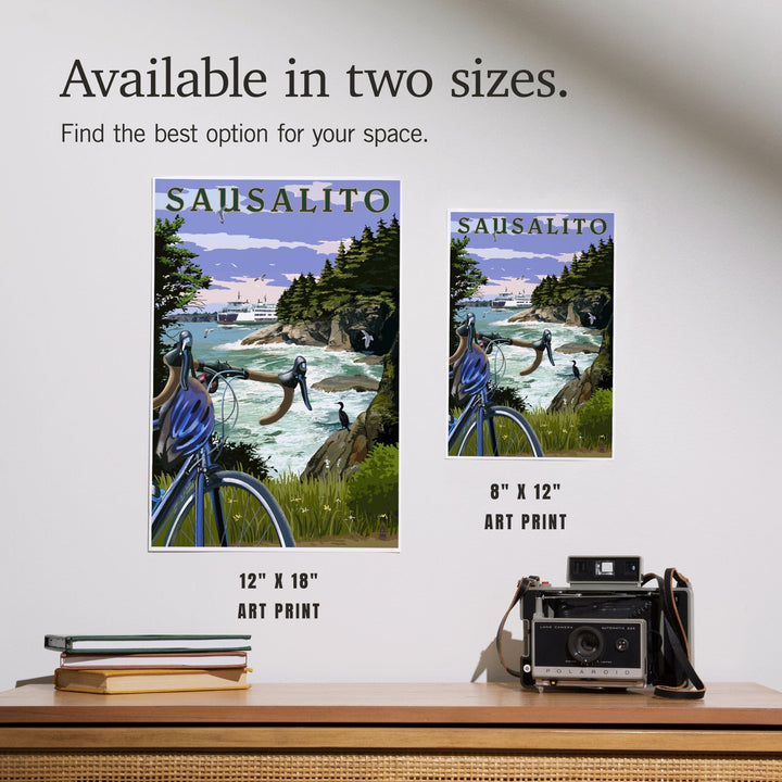 Sausalito, California, Coastal Scene, Bike and Ferry, Art & Giclee Prints Art Lantern Press 