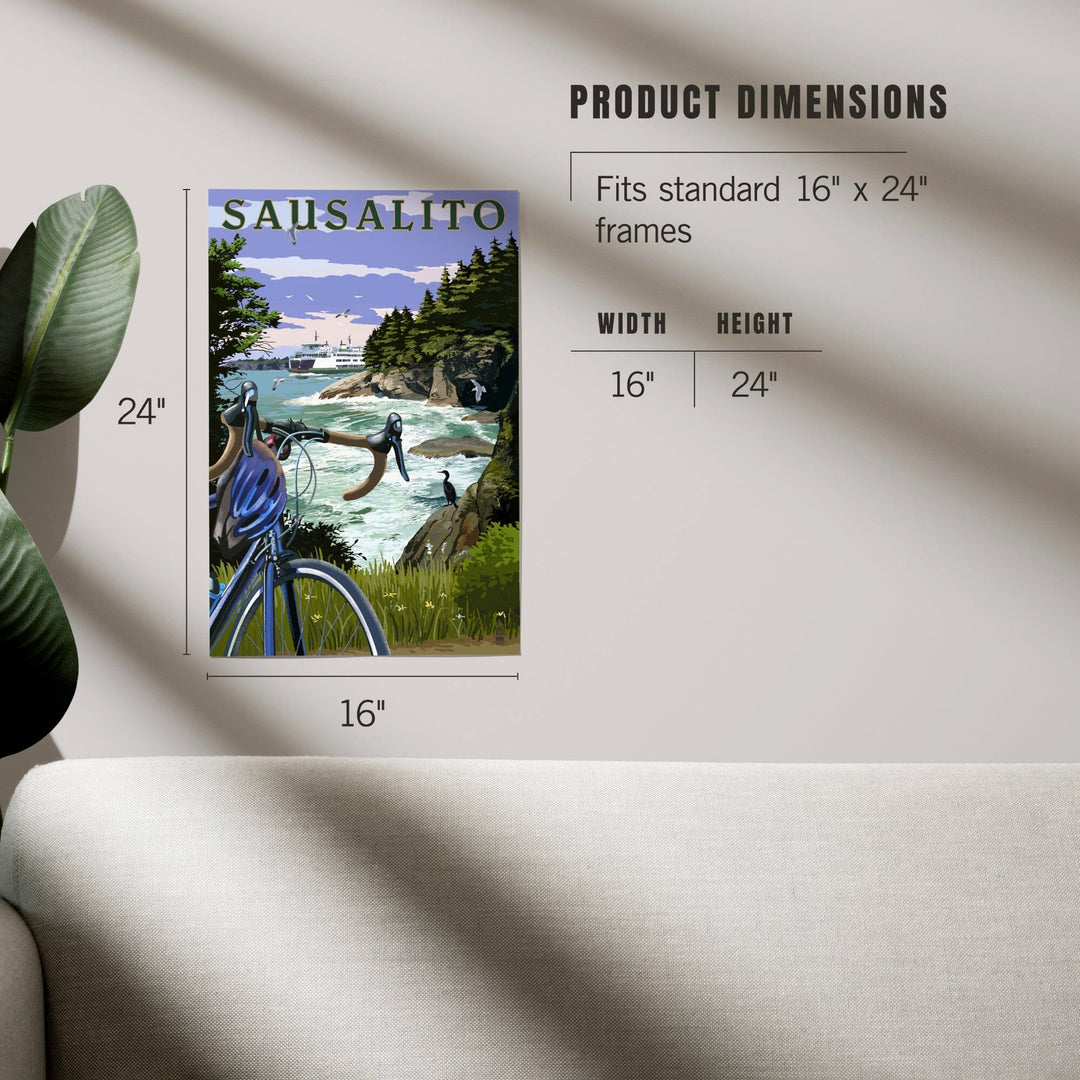 Sausalito, California, Coastal Scene, Bike and Ferry, Art & Giclee Prints Art Lantern Press 