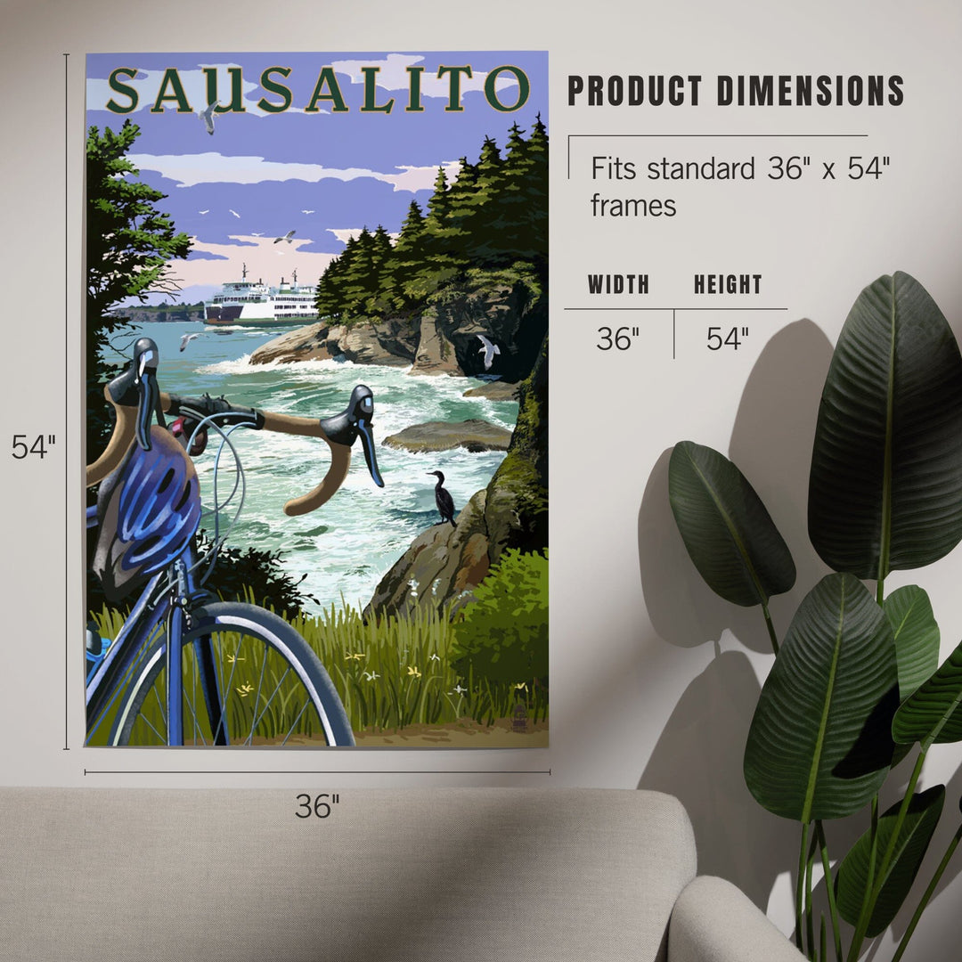 Sausalito, California, Coastal Scene, Bike and Ferry, Art & Giclee Prints Art Lantern Press 