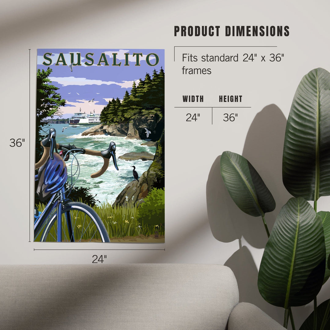 Sausalito, California, Coastal Scene, Bike and Ferry, Art & Giclee Prints Art Lantern Press 