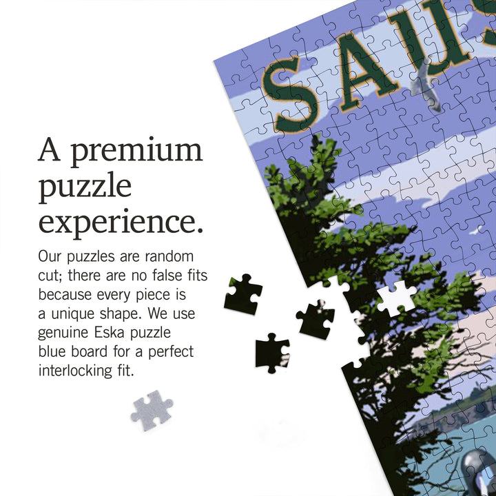 Sausalito, California, Coastal Scene, Bike and Ferry, Jigsaw Puzzle Puzzle Lantern Press 