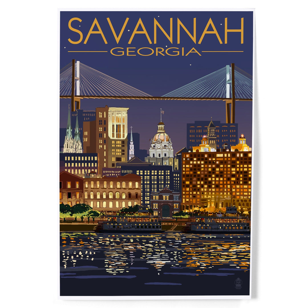 Savannah, Georgia at Night, Art & Giclee Prints Art Lantern Press 