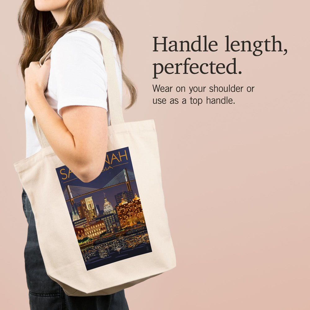 Savannah, Georgia at Night, Tote Bag Totes Lantern Press 