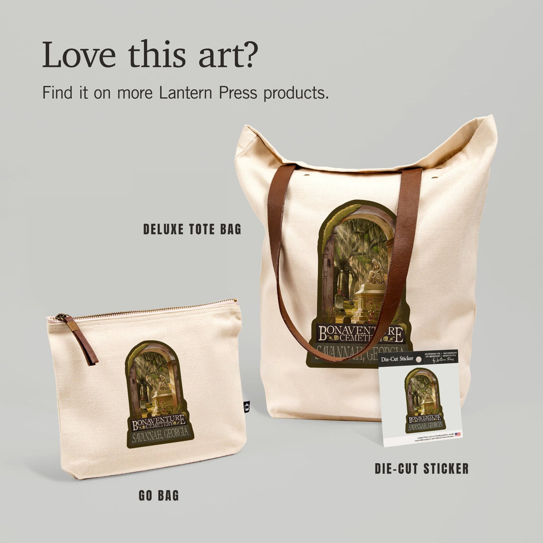 Savannah, Georgia, Bonaventure Cemetery,, Organic Cotton Zipper Pouch, Go Bag Go Bag Lantern Press 