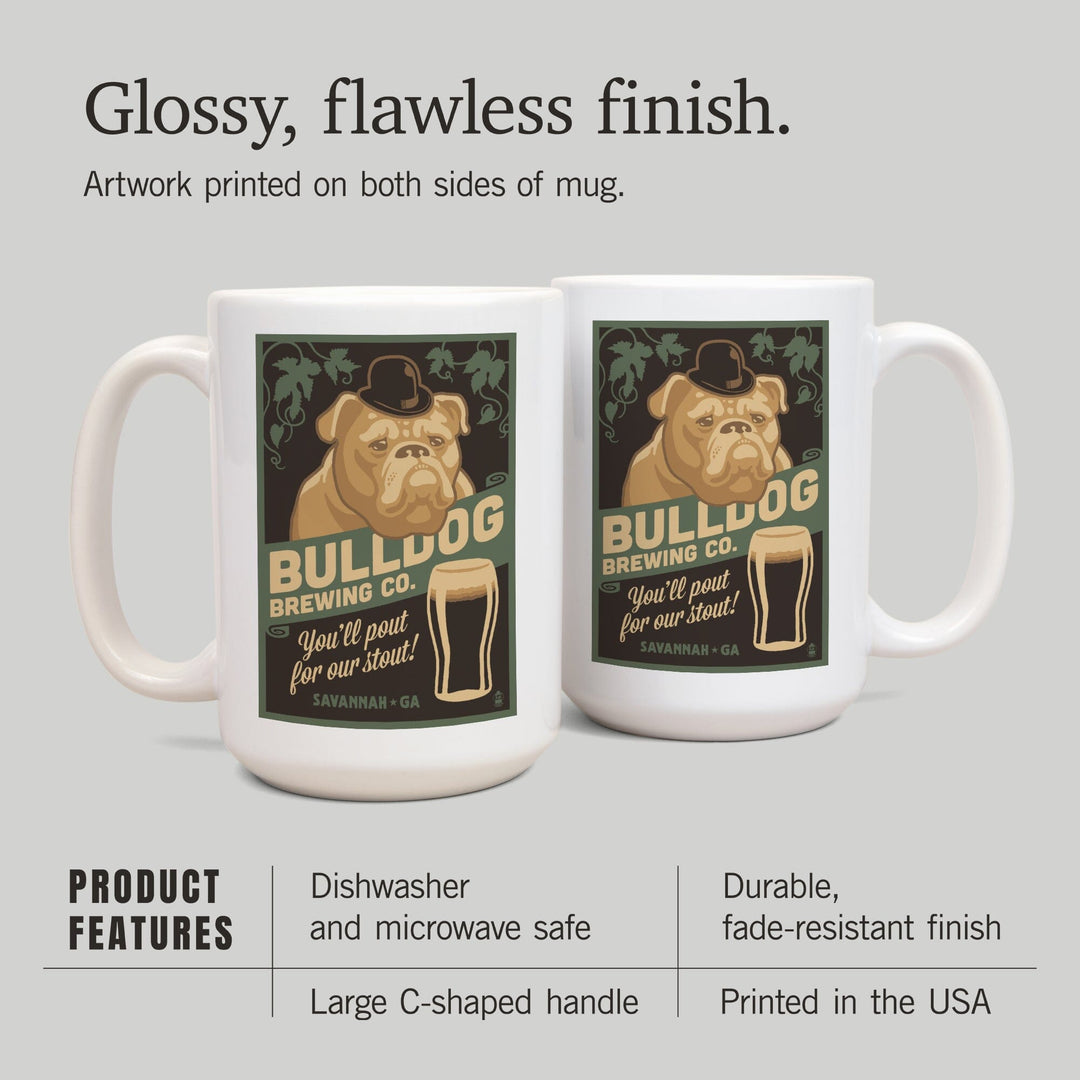 Savannah, Georgia, Bulldog, Retro Stout Beer Ad, Ceramic Mug Mugs Lantern Press 