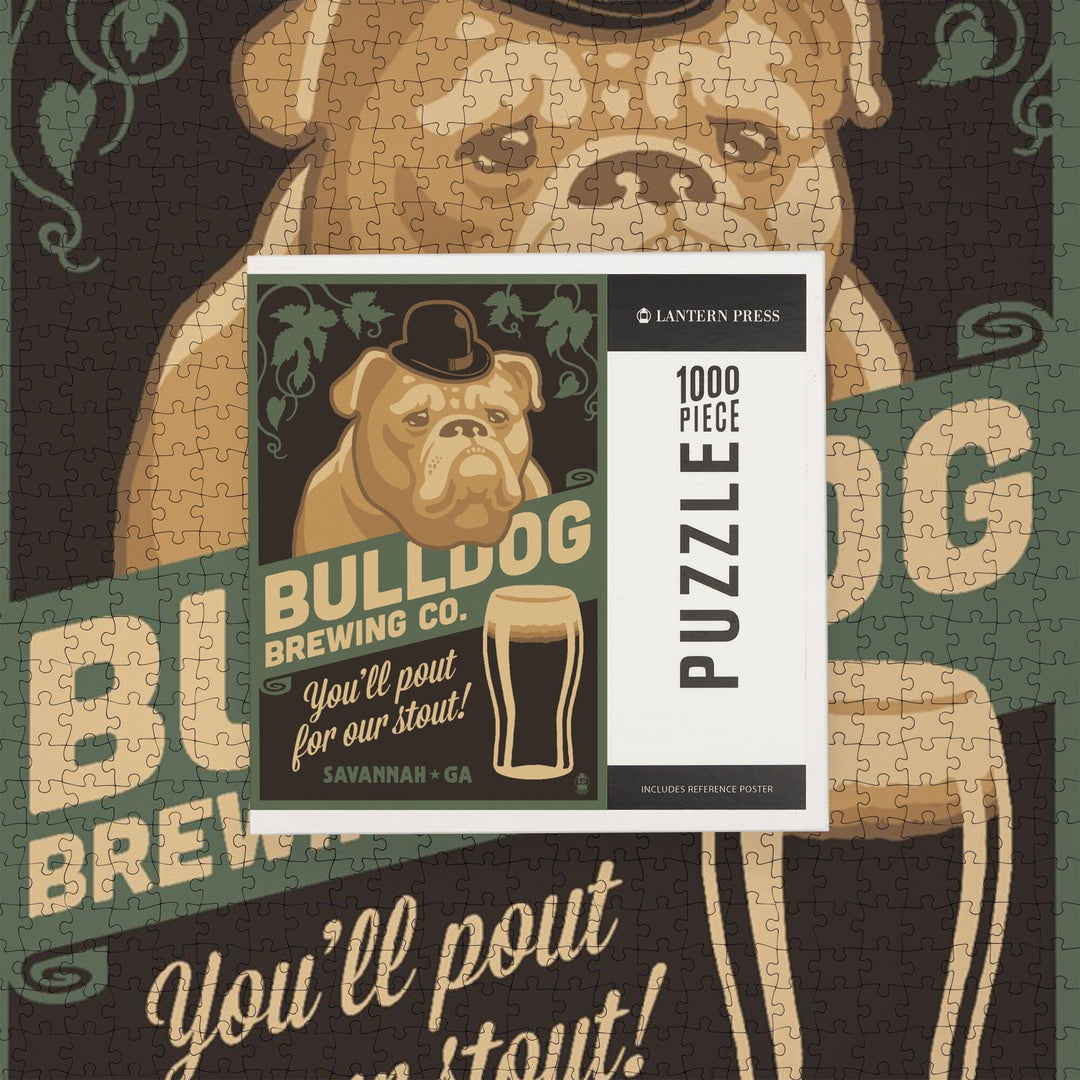 Savannah, Georgia, Bulldog, Retro Stout Beer Ad, Jigsaw Puzzle Puzzle Lantern Press 