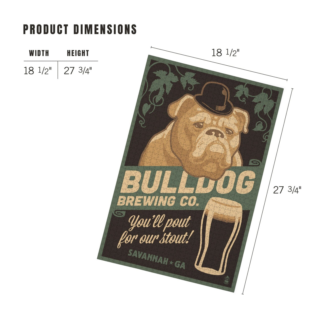 Savannah, Georgia, Bulldog, Retro Stout Beer Ad, Jigsaw Puzzle Puzzle Lantern Press 