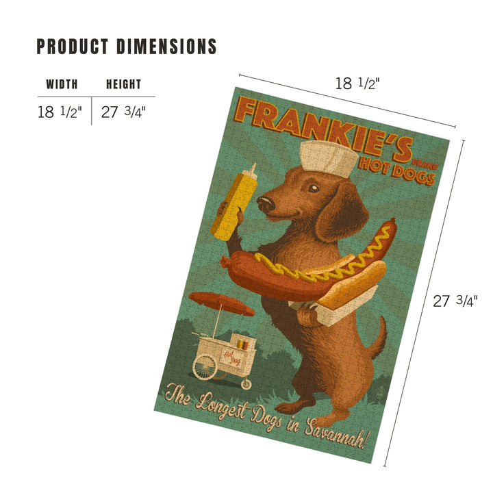 Savannah, Georgia, Dachshund, Retro Hotdog Ad, Jigsaw Puzzle Puzzle Lantern Press 