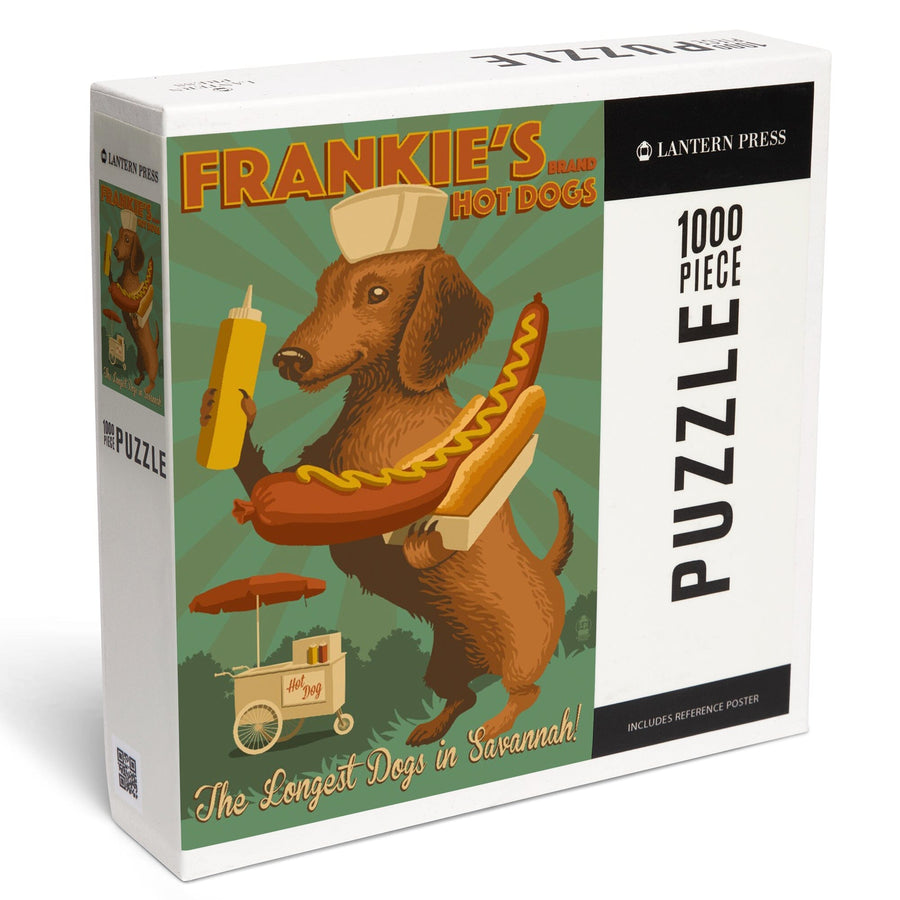Savannah, Georgia, Dachshund, Retro Hotdog Ad, Jigsaw Puzzle Puzzle Lantern Press 