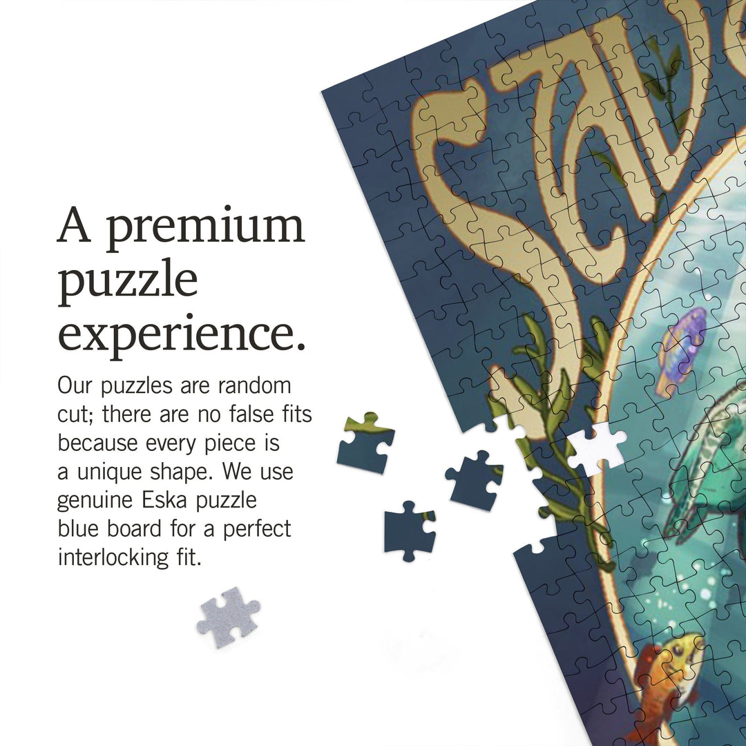 Savannah, Georgia, Mermaid, Teal, Jigsaw Puzzle Puzzle Lantern Press 