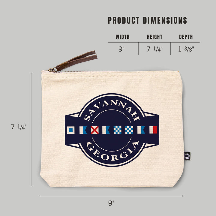 Savannah, Georgia, Nautical Flags,, Organic Cotton Zipper Pouch, Go Bag Go Bag Lantern Press 