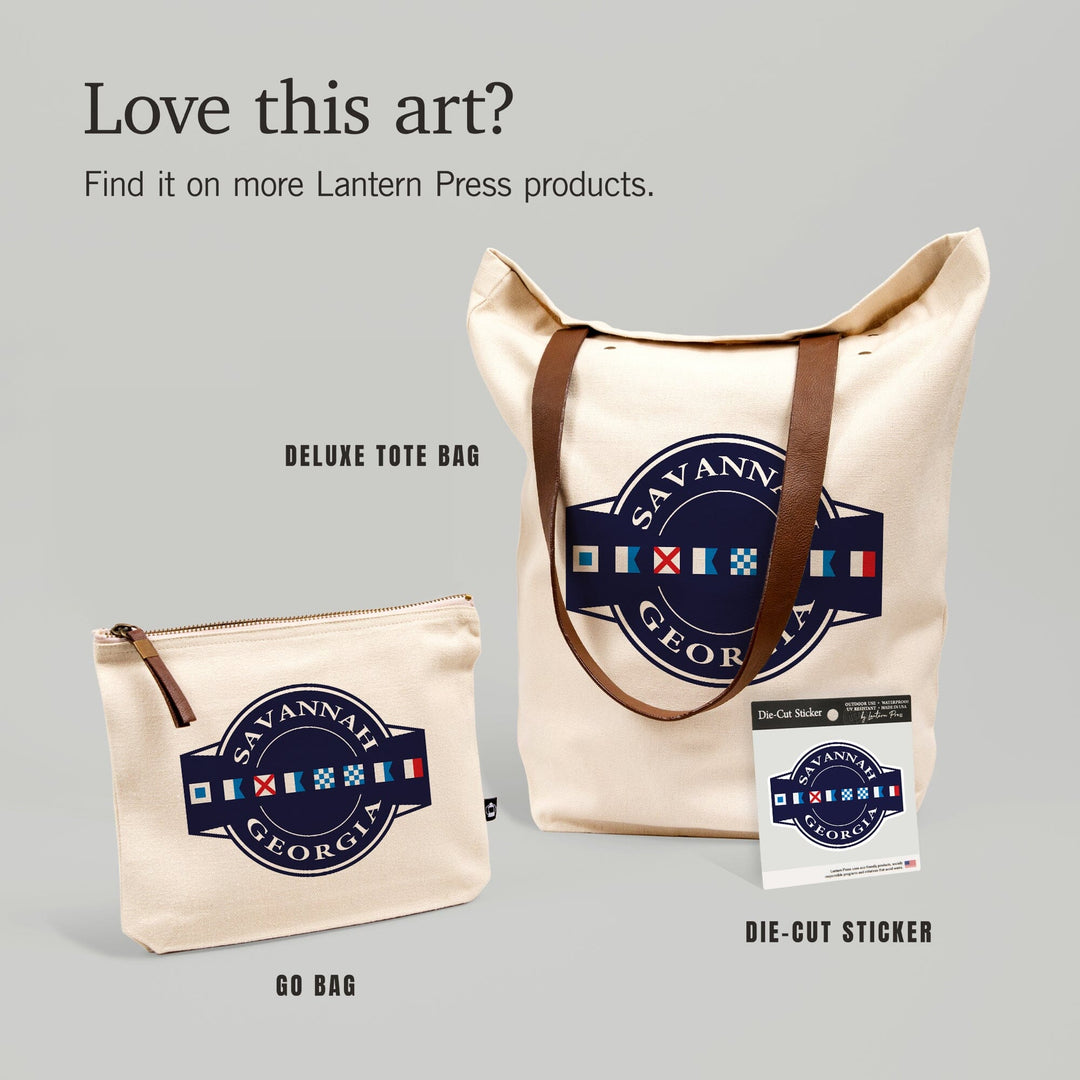 Savannah, Georgia, Nautical Flags,, Organic Cotton Zipper Pouch, Go Bag Go Bag Lantern Press 