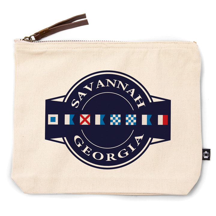 Savannah, Georgia, Nautical Flags,, Organic Cotton Zipper Pouch, Go Bag Go Bag Lantern Press 
