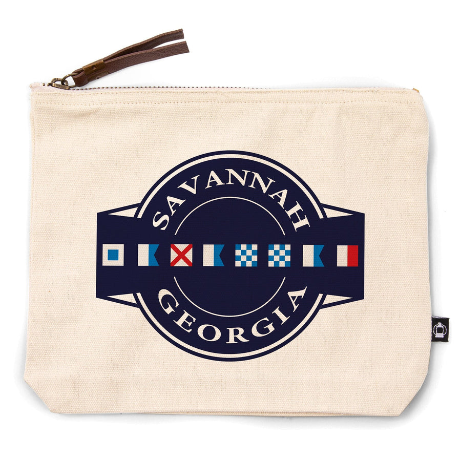 Savannah, Georgia, Nautical Flags,, Organic Cotton Zipper Pouch, Go Bag Go Bag Lantern Press 