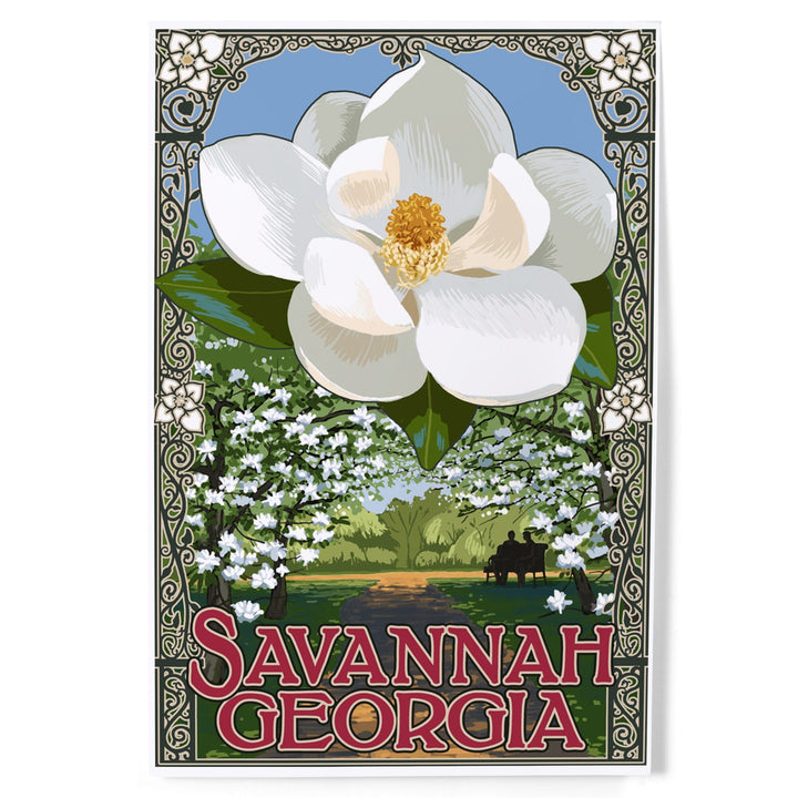 Savannah, Georgia, Single White Magnolia, Art & Giclee Prints Art Lantern Press 