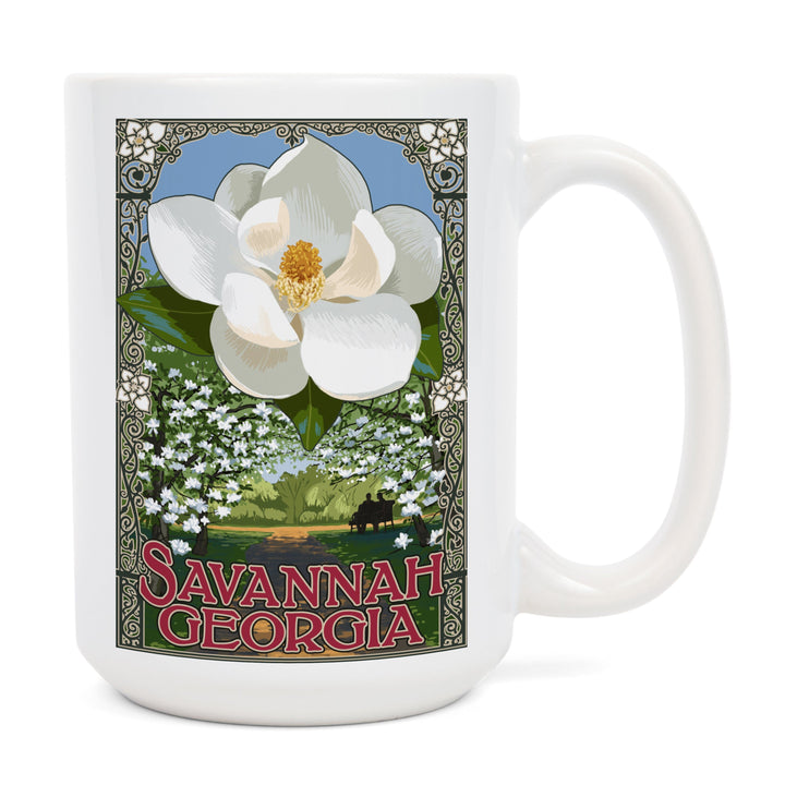 Savannah, Georgia, Single White Magnolia, Ceramic Mug Mugs Lantern Press 