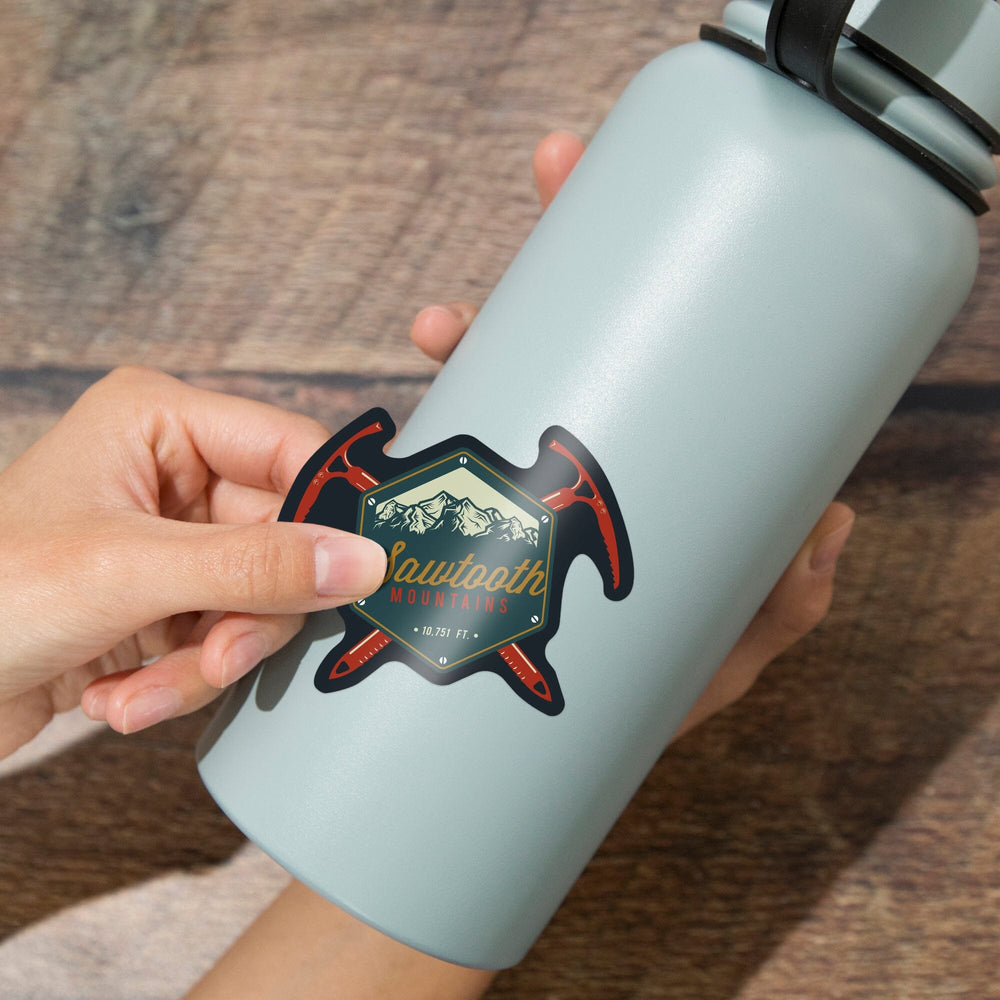 Sawtooth Mountains, Idaho, Axes, Contour, Vinyl Sticker Sticker Lantern Press 