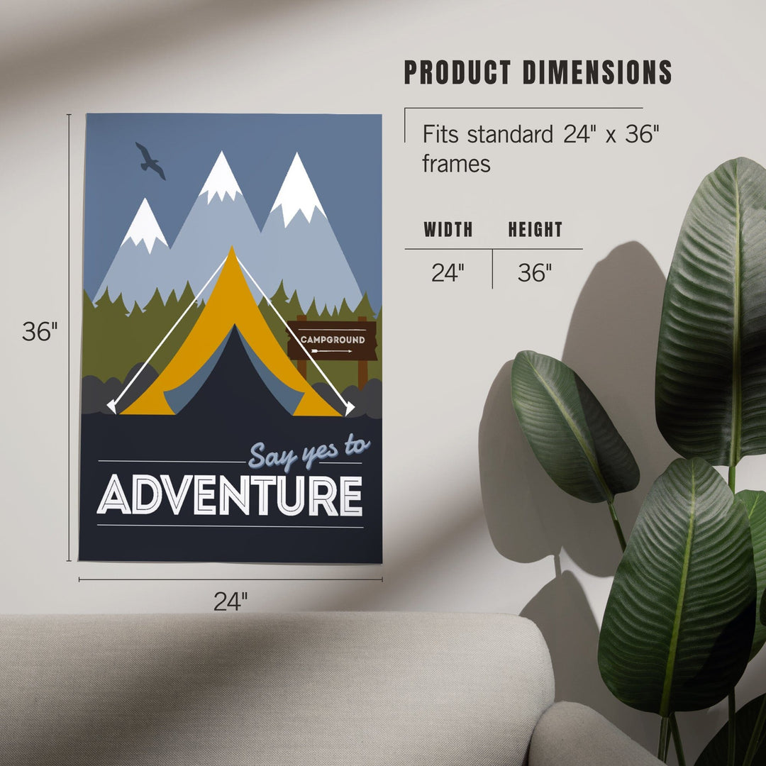 Say Yes to Adventure (Tent), Vector Style, Art & Giclee Prints Art Lantern Press 