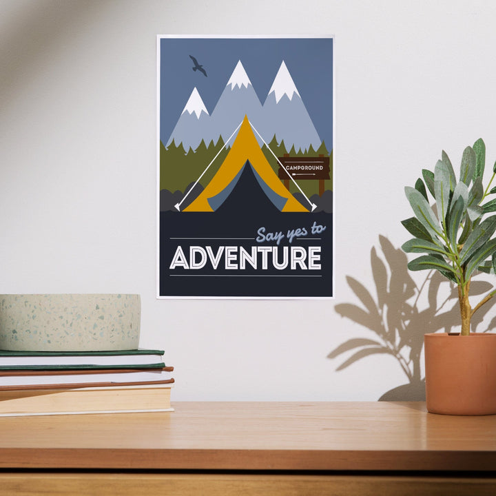 Say Yes to Adventure (Tent), Vector Style, Art & Giclee Prints Art Lantern Press 