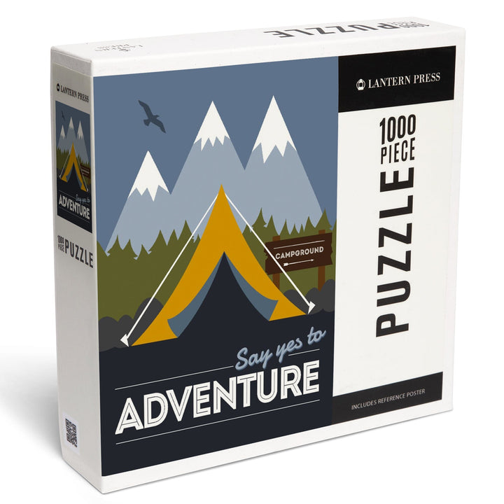 Say Yes to Adventure (Tent), Vector Style, Jigsaw Puzzle Puzzle Lantern Press 