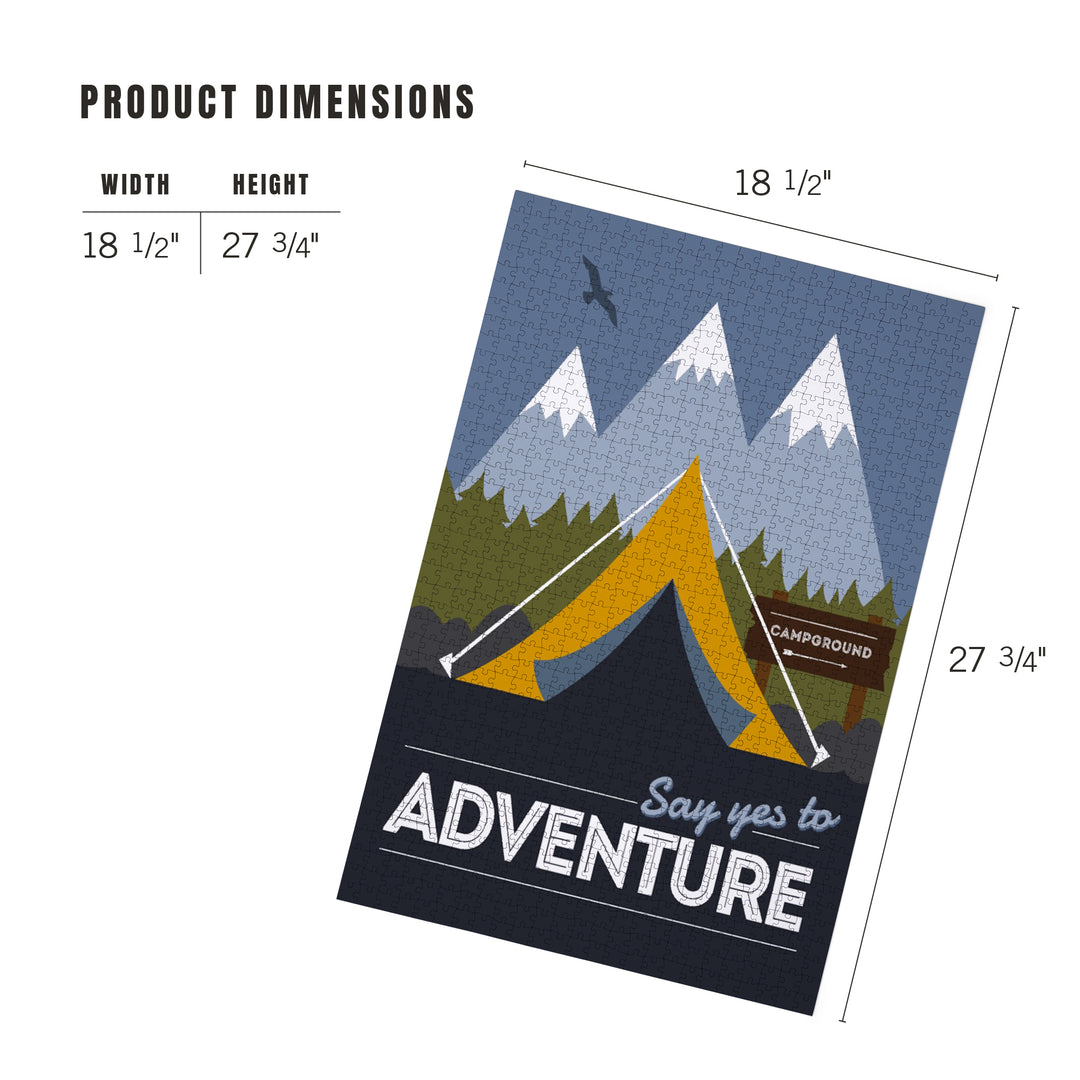 Say Yes to Adventure (Tent), Vector Style, Jigsaw Puzzle Puzzle Lantern Press 