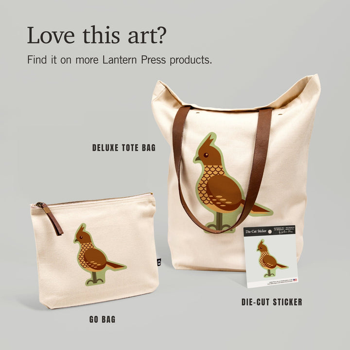 Scaled Quail, Geometric, Contour, Lantern Press Artwork, Accessory Go Bag Totes Lantern Press 