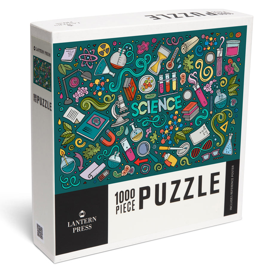 Science Icons, Collage, Jigsaw Puzzle Puzzle Lantern Press 