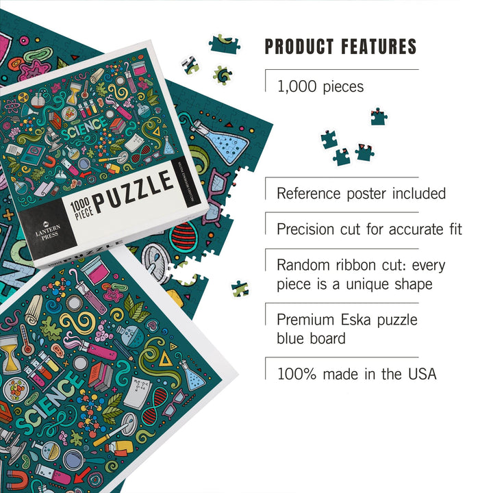 Science Icons, Collage, Jigsaw Puzzle Puzzle Lantern Press 