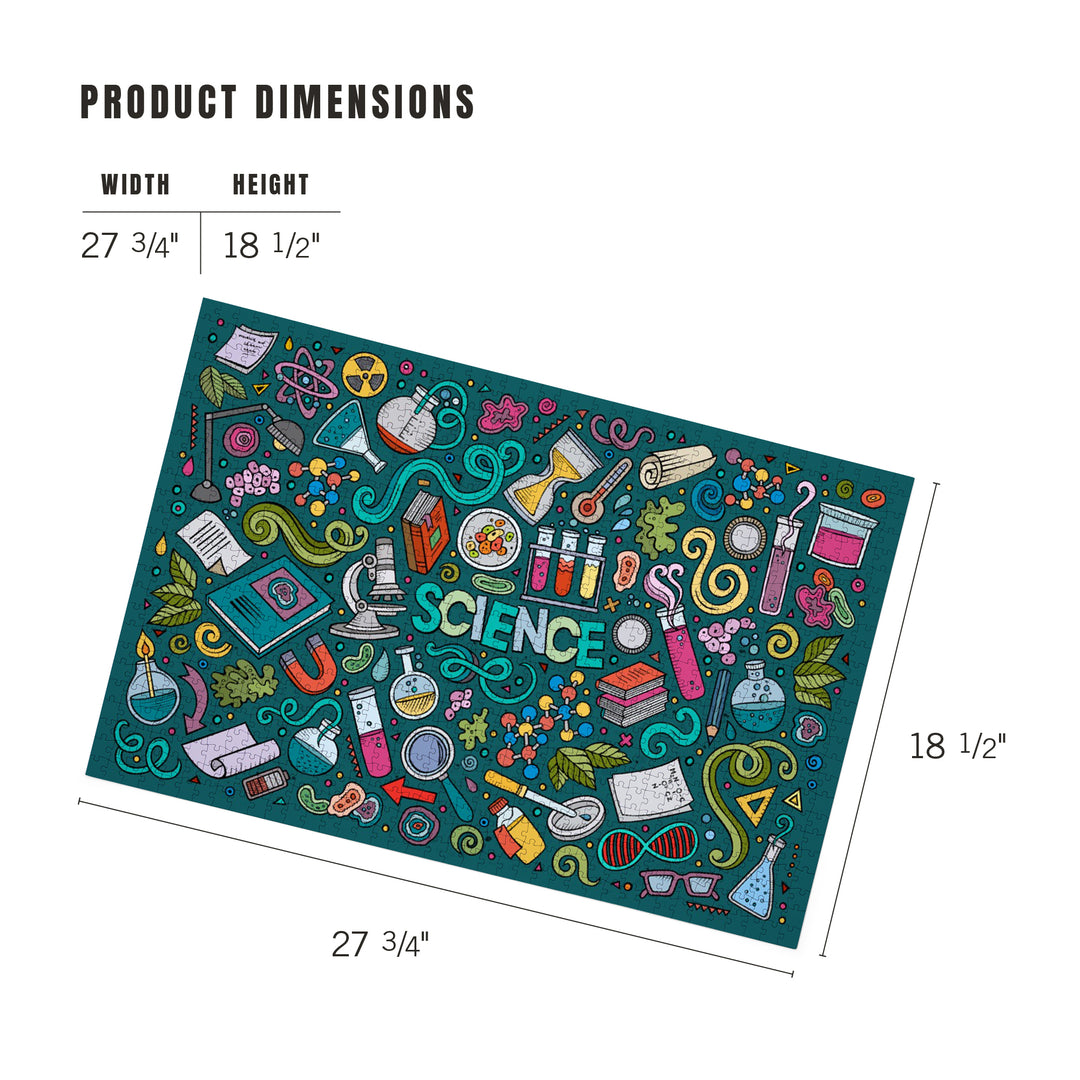 Science Icons, Collage, Jigsaw Puzzle Puzzle Lantern Press 