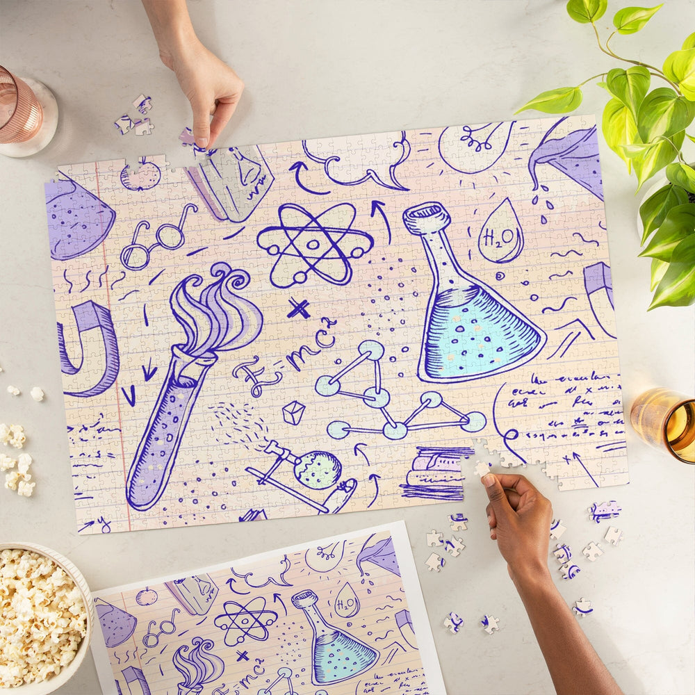 Science Pattern, Lined Paper, Jigsaw Puzzle Puzzle Lantern Press 