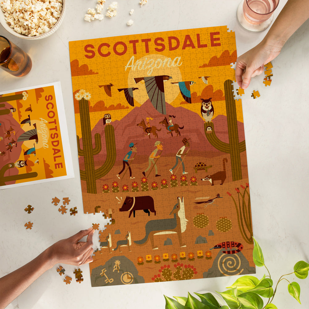 Scottsdale, Arizona, Geometric, Jigsaw Puzzle Puzzle Lantern Press 