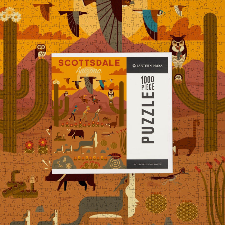 Scottsdale, Arizona, Geometric, Jigsaw Puzzle Puzzle Lantern Press 