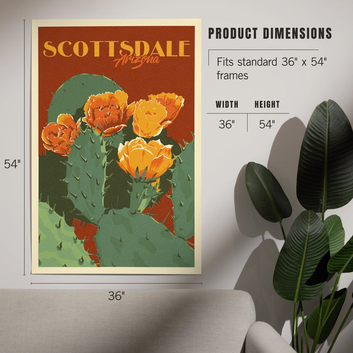 Scottsdale, Arizona, Prickly Pear Cactus, Letterpress, Art & Giclee Prints Art Lantern Press 