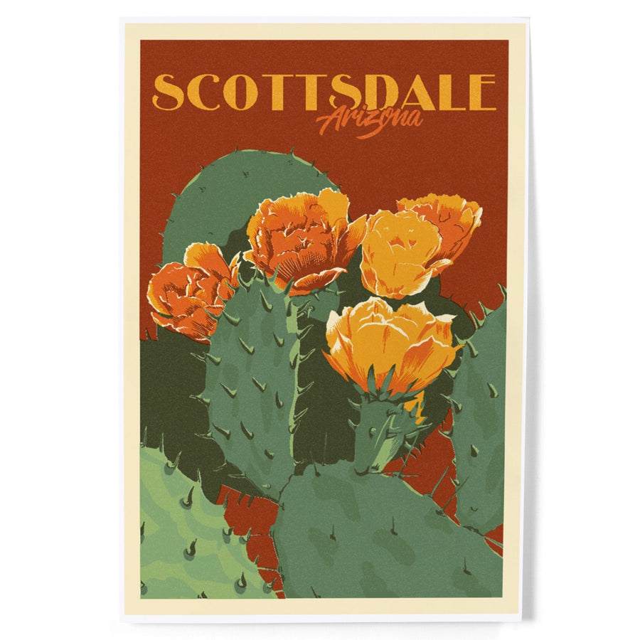 Scottsdale, Arizona, Prickly Pear Cactus, Letterpress, Art & Giclee Prints Art Lantern Press 