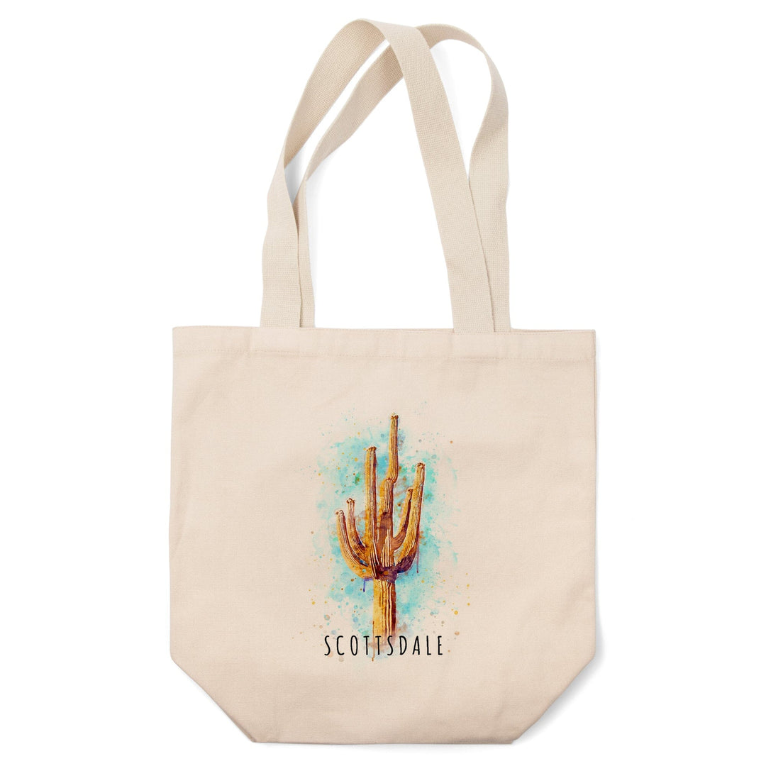 Scottsdale, Arizona, Saguaro Cactus, Watercolor,, Tote Bag Totes Lantern Press 