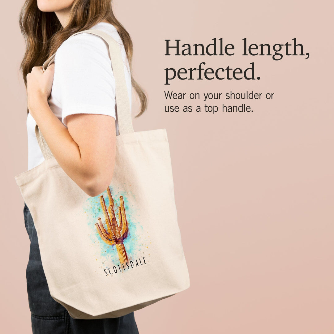 Scottsdale, Arizona, Saguaro Cactus, Watercolor,, Tote Bag Totes Lantern Press 