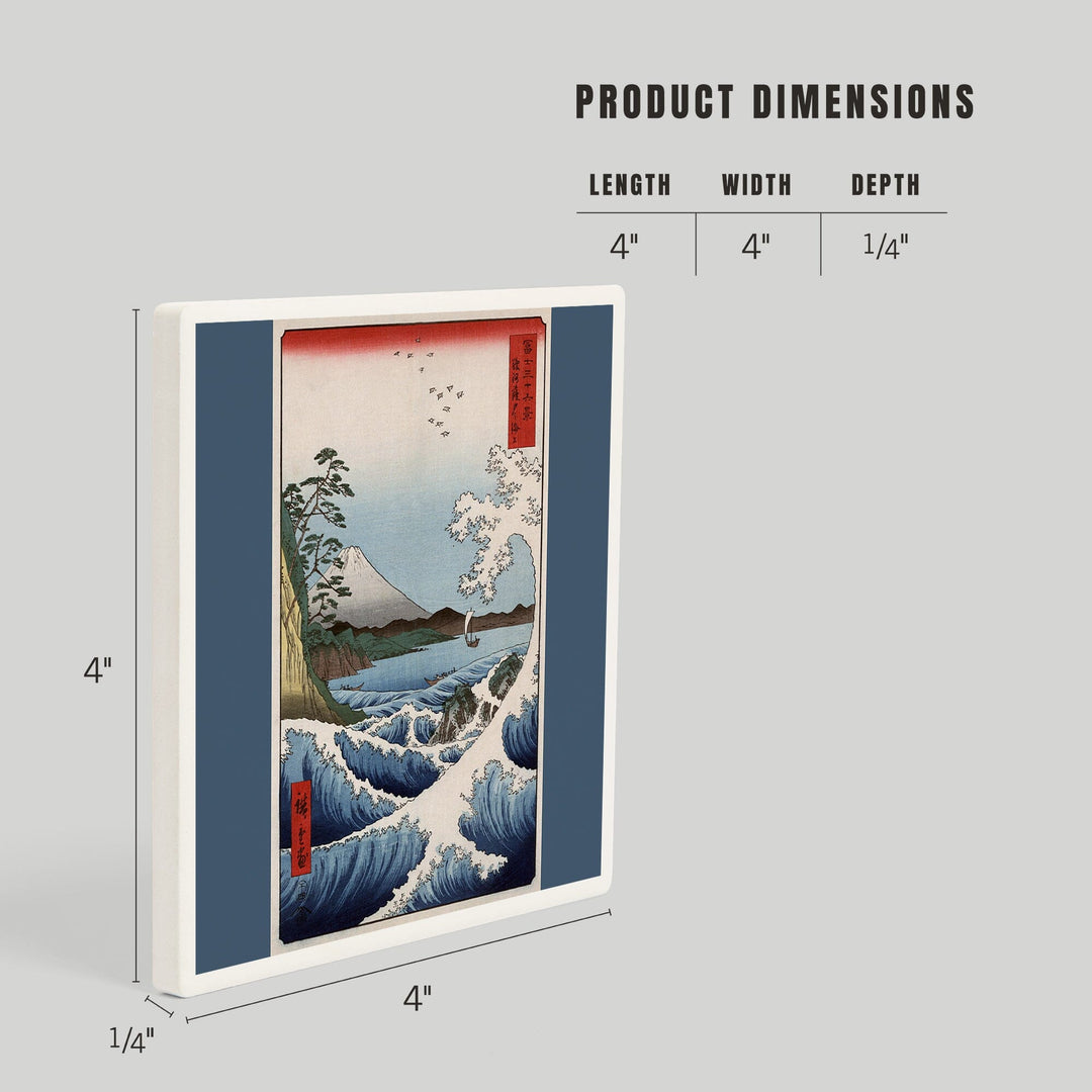Sea at Satta in Suruga Province, Japanese Wood-Cut, Coasters Coasters Lantern Press 