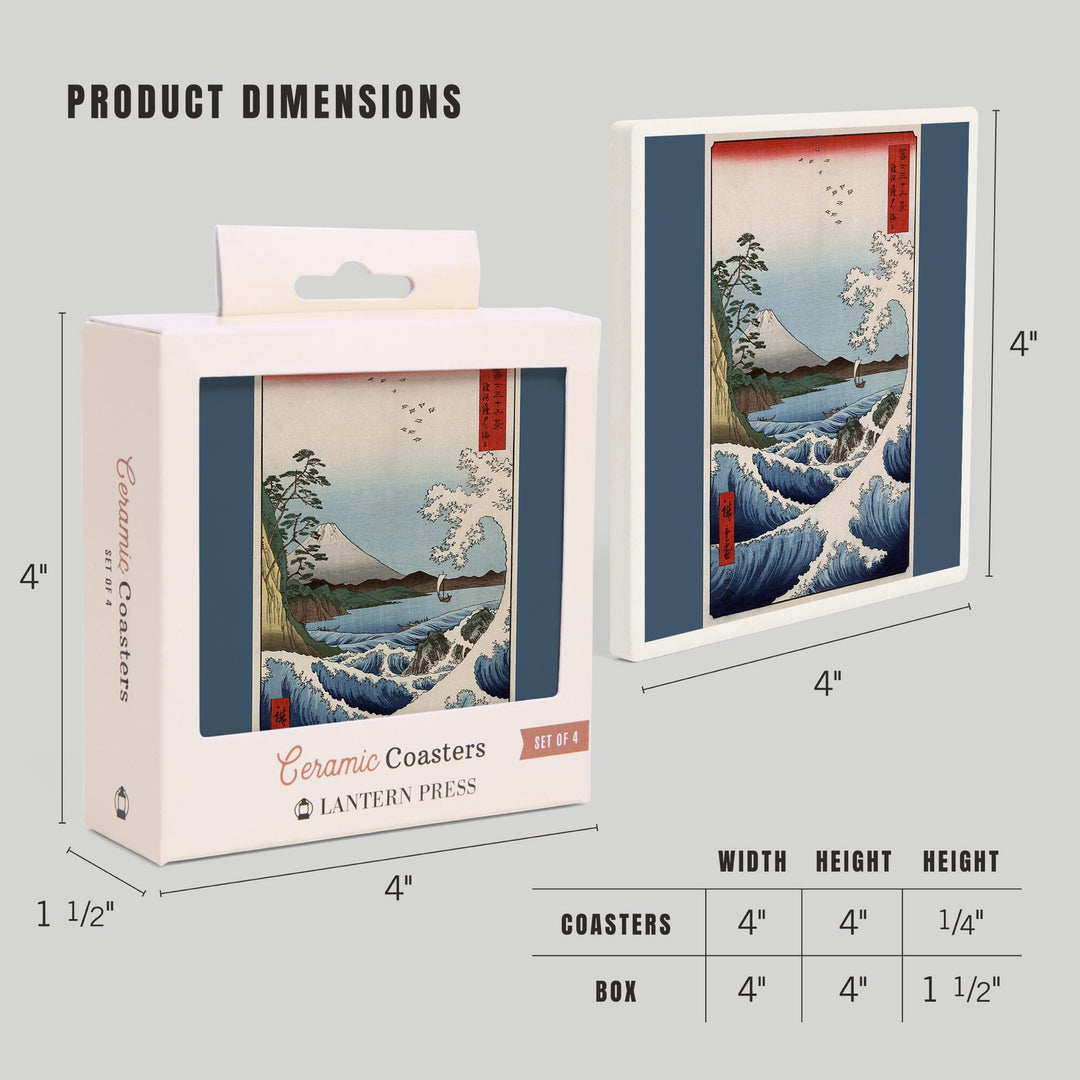 Sea at Satta in Suruga Province, Japanese Wood-Cut, Coasters Coasters Lantern Press 