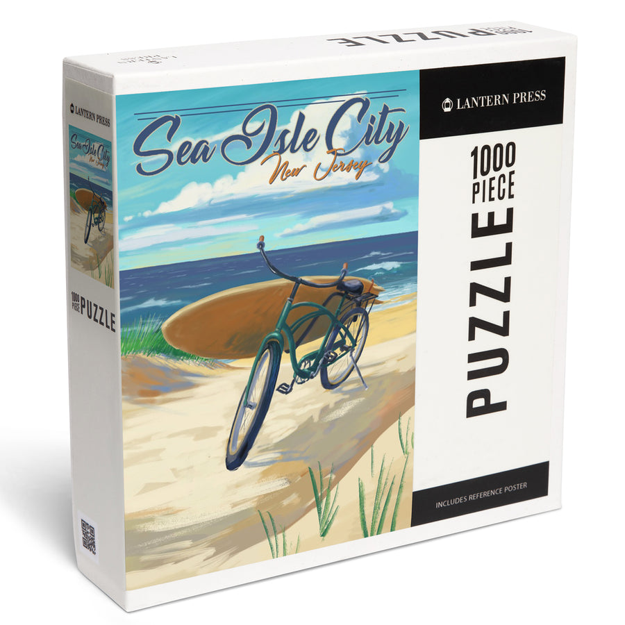Sea Isle City, New Jersey, Beach Cruiser on Beach, Jigsaw Puzzle Puzzle Lantern Press 
