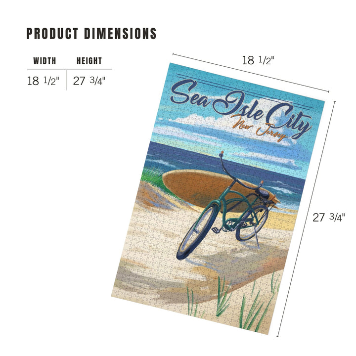 Sea Isle City, New Jersey, Beach Cruiser on Beach, Jigsaw Puzzle Puzzle Lantern Press 
