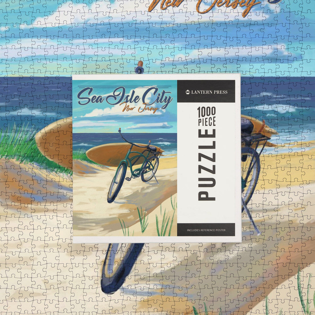 Sea Isle City, New Jersey, Beach Cruiser on Beach, Jigsaw Puzzle Puzzle Lantern Press 